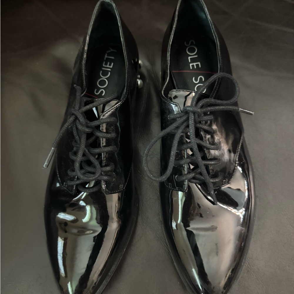 Sole Society Glossy Black Oxfords